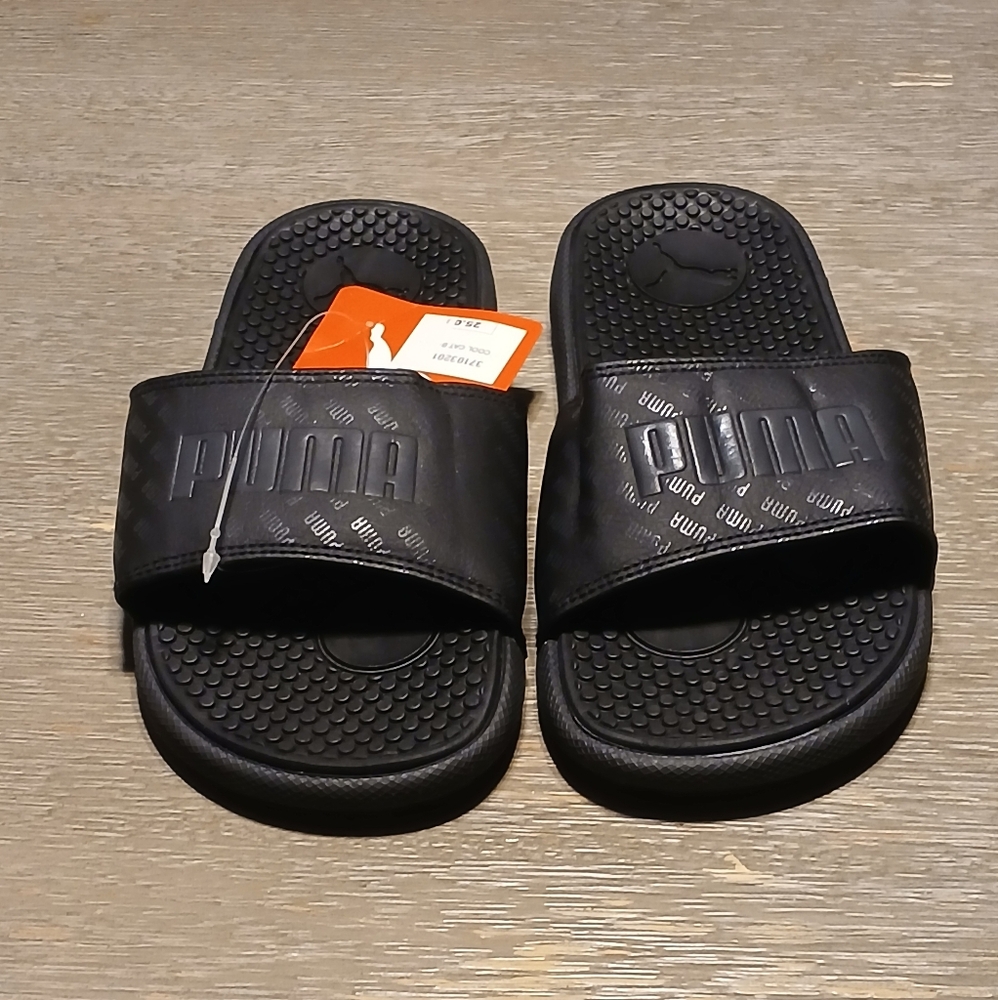 Puma Kids Black Slide Sandals